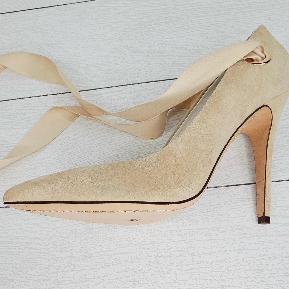Alice + Olivia Dominique Suede Heel Pointed-Toe Ribbon Tie Size 9.5 NWOT - Picture 5 of 6